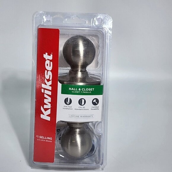 Kwikset Round Traditional Tylo Hall and Closet Passage Door Knob Satin Nickel - Picture 1 of 7